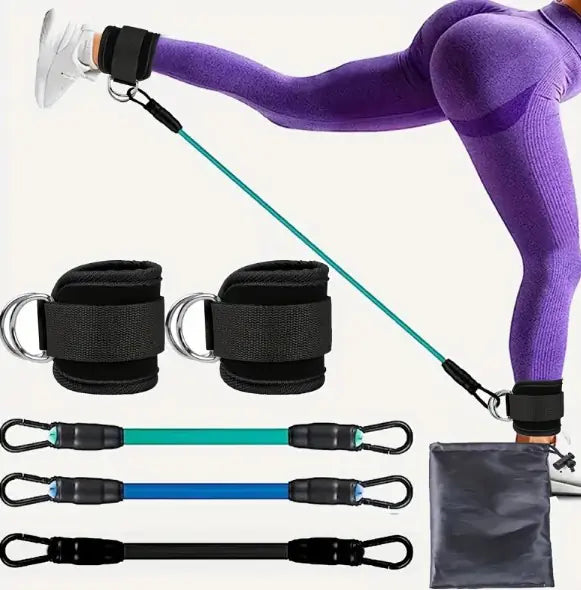 Bandas de Resistencia para Piernas y Glúteos con Correa de Tobillo – Entrenamiento Fitness